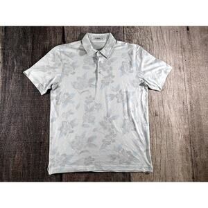 Linksoul Tremont Floral Mens Polo Shirt Medium Blue Cotton Blend Short Sleeve